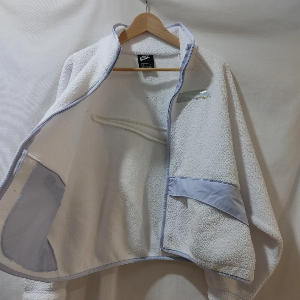 Nike Womens Sportswear Swoosh Sherpa Jacket‎ Full Zip White Size M DD9076 100